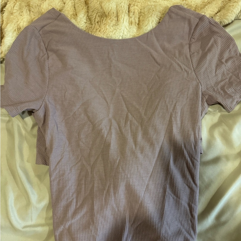 Hollister Mauve Short Sleeve Ribbed Top